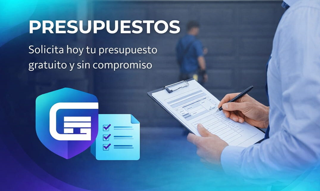Solicitud de presupuesto para reparación de puertas de garaje en Valencia con técnico revisando formulario
