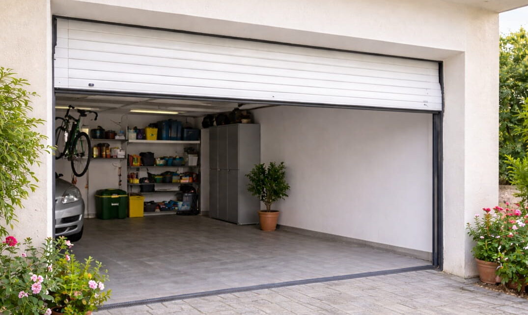 Puerta basculante de garaje en casa baja de Benimaclet Valencia